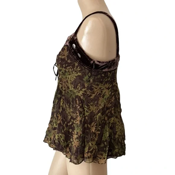 REBE Size 6 Boho Velvet Trim Camisole Tank - Picture 5 of 12